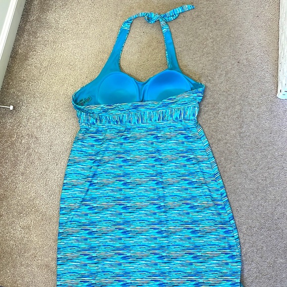 SUMNER SALE🔥🔥 Halter Neck Swim Dress Blue One-Piece Size XXL - Picture 6 of 8